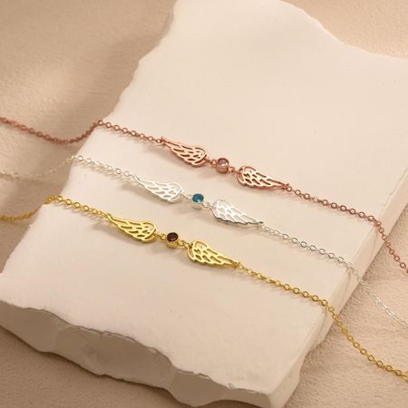 Personalized Guardian Angel Birthstone Bracelet